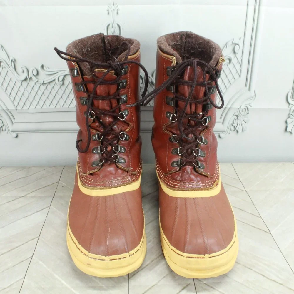 *Sorel Kaufman Brown Leather Wool Insulated Winter Duck Boots 13 Inch - Picture 5 of 9